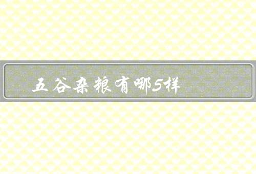 五谷杂粮有哪5样，稻谷／小麦／玉米