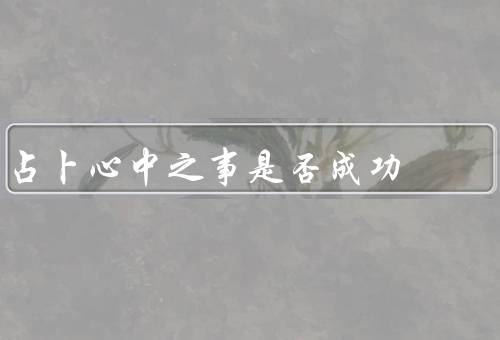 占卜心中之事是否成功，历史／科学性／个人心态与行动影响