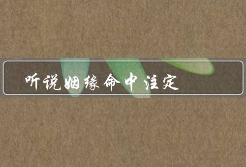 听说姻缘命中注定（姻缘的奇妙安排、命运的指引、执着与坚持）