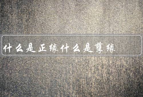 什么是正缘什么是孽缘（正缘／孽缘／结语）