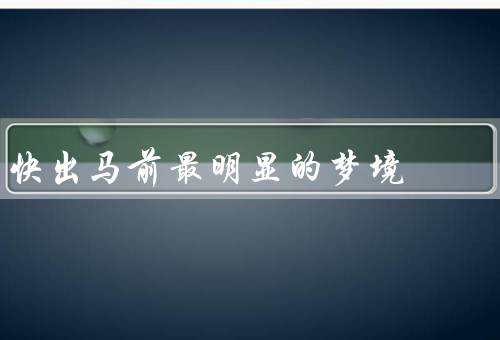快出马前最明显的梦境（焦虑／紧张／期待）